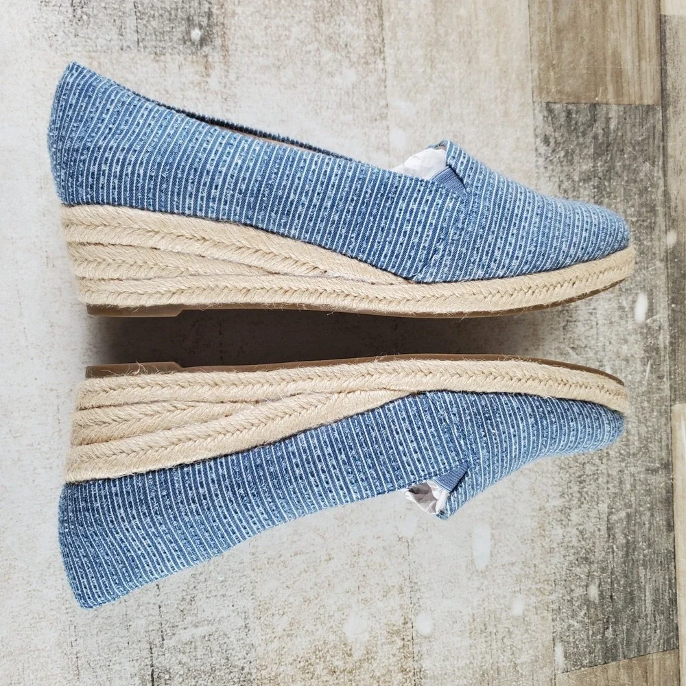 LifeStride Kamilla Womens Shoes Sz 9 W Blue Denim Wedge Espadrilles Round Toe